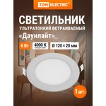 The lamp is an ultrathin recessed LED "Downlight" SVO (chrome) 6 W 4000K TDM