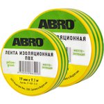 ET-900-20-R, Изолента ПВХ желто-зеленая 18 мм X 18,2 м ABRO, шт