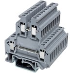 KRUK-3, Two-level terminal , screw terminal, 4 connection points, 2.5 sq.mm, grey
