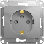 Механизм розетки 1-м СП Glossa 16А IP20 с заземл. защ. шторки алюм. SchE GSL000345