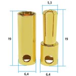 0519 Bullet connector 5,0mm male-female. Пара банановых контактов 5,0мм папа-мама